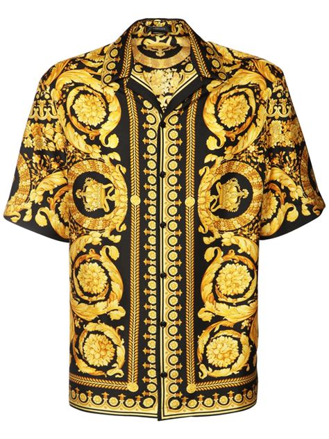 camicia versace nera uomo|Versace Camicia Barocco .